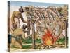 How to Grill Animals, from "Brevis Narratio...", Published by Theodore de Bry, 1591-Theodor de Bry-Stretched Canvas