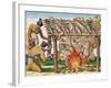 How to Grill Animals, from "Brevis Narratio...", Published by Theodore de Bry, 1591-Theodor de Bry-Framed Giclee Print