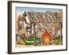 How to Grill Animals, from "Brevis Narratio...", Published by Theodore de Bry, 1591-Theodor de Bry-Framed Giclee Print