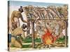 How to Grill Animals, from "Brevis Narratio...", Published by Theodore de Bry, 1591-Theodor de Bry-Stretched Canvas