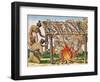 How to Grill Animals, from "Brevis Narratio...", Published by Theodore de Bry, 1591-Theodor de Bry-Framed Giclee Print