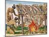 How to Grill Animals, from "Brevis Narratio...", Published by Theodore de Bry, 1591-Theodor de Bry-Mounted Giclee Print