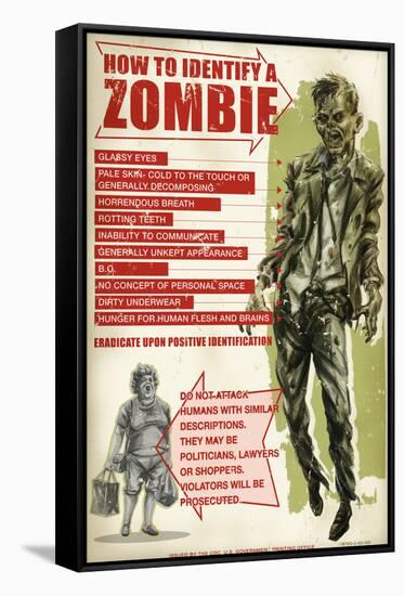 How To Identify a Zombie by Retro-A-Go-Go Poster-null-Framed Stretched Canvas