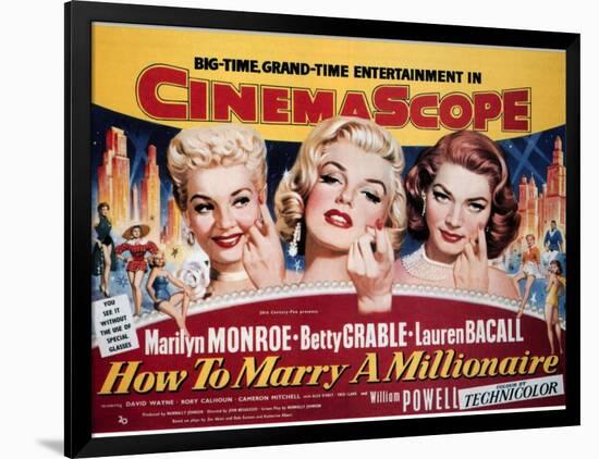 How To Marry A Millionaire, Betty Grable, Marilyn Monroe, Lauren Bacall, 1953-null-Framed Art Print