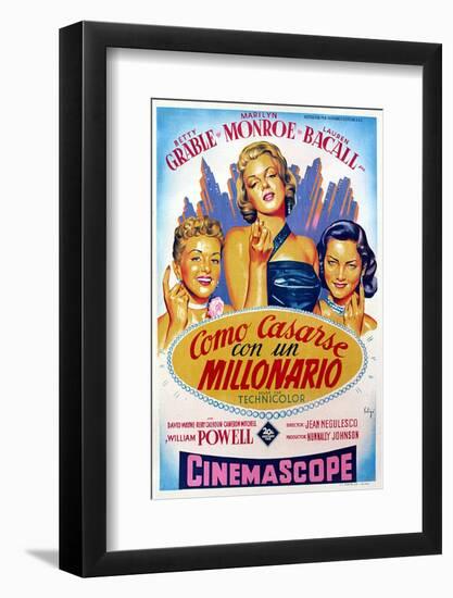 How to Marry a Millionaire, Betty Grable, Marilyn Monroe, Lauren Bacall, 1953-null-Framed Photo