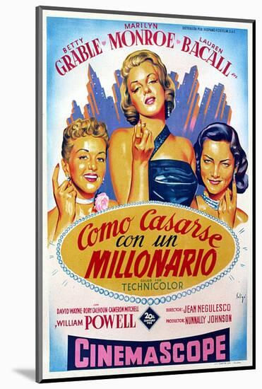 How to Marry a Millionaire, Betty Grable, Marilyn Monroe, Lauren Bacall, 1953-null-Mounted Photo