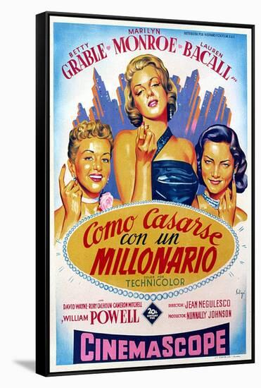How to Marry a Millionaire, Betty Grable, Marilyn Monroe, Lauren Bacall, 1953-null-Framed Stretched Canvas