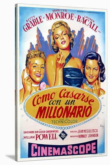 How to Marry a Millionaire, Betty Grable, Marilyn Monroe, Lauren Bacall, 1953-null-Stretched Canvas