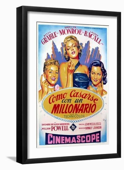 How to Marry a Millionaire, Betty Grable, Marilyn Monroe, Lauren Bacall, 1953-null-Framed Photo