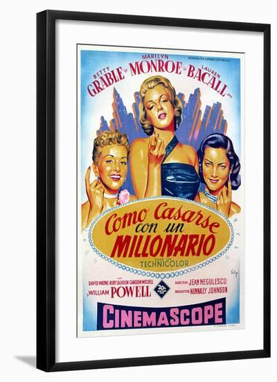 How to Marry a Millionaire, Betty Grable, Marilyn Monroe, Lauren Bacall, 1953-null-Framed Photo