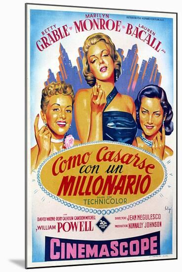 How to Marry a Millionaire, Betty Grable, Marilyn Monroe, Lauren Bacall, 1953-null-Mounted Photo