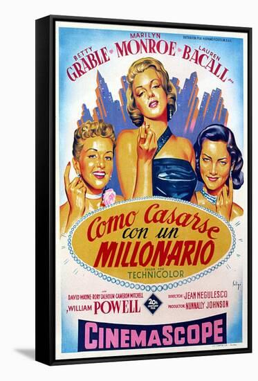 How to Marry a Millionaire, Betty Grable, Marilyn Monroe, Lauren Bacall, 1953-null-Framed Stretched Canvas