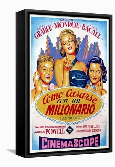 How to Marry a Millionaire, Betty Grable, Marilyn Monroe, Lauren Bacall, 1953-null-Framed Stretched Canvas