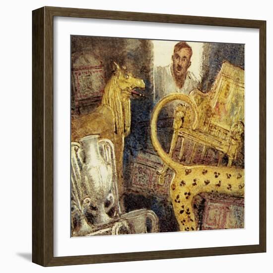 Howard Carter Discovered the Lost Burial Chamber of Tutankhamen-John Millar Watt-Framed Giclee Print