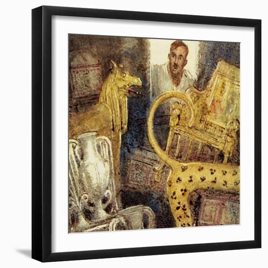 Howard Carter Discovered the Lost Burial Chamber of Tutankhamen-John Millar Watt-Framed Giclee Print