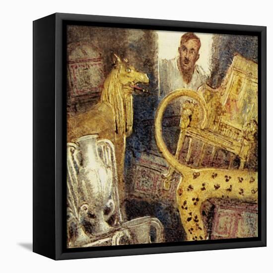 Howard Carter Discovered the Lost Burial Chamber of Tutankhamen-John Millar Watt-Framed Stretched Canvas