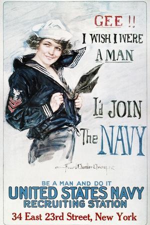 America Calss Enlist in the Navy vintage recruitment poster 16x24