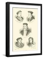 Howard, Earl of Surrey, Bishop Latimer, James I of Scotland, Sir Thomas More, William Caxton-null-Framed Giclee Print