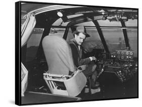 Howard Hughes in Spruce Goose Wooden Plane Photograph - Los Angeles, CA-Lantern Press-Framed Stretched Canvas