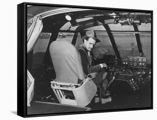 Howard Hughes in Spruce Goose Wooden Plane Photograph - Los Angeles, CA-Lantern Press-Framed Stretched Canvas