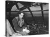 Howard Hughes Sitting at the Controls of His 200 Ton Flying Boat Called the "Spruce Goose"-J^ R^ Eyerman-Stretched Canvas