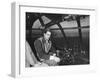 Howard Hughes Sitting at the Controls of His 200 Ton Flying Boat Called the "Spruce Goose"-J^ R^ Eyerman-Framed Premium Photographic Print