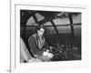 Howard Hughes Sitting at the Controls of His 200 Ton Flying Boat Called the "Spruce Goose"-J^ R^ Eyerman-Framed Premium Photographic Print