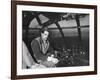 Howard Hughes Sitting at the Controls of His 200 Ton Flying Boat Called the "Spruce Goose"-J^ R^ Eyerman-Framed Premium Photographic Print