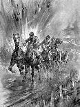 Horses Running the Gauntlet of the Guns, 1917-Howard K. Elcock-Art Print