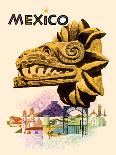 Mexico - Kukulkan Feathered Serpent - Mayan Snake Deity, Vintage Travel Poster, 1963-Howard Koslow-Stretched Canvas