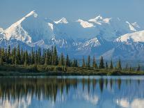 The Rugged Snow-Covered Peaks of the Alaska Range and Shore of Wonder Lake-Howard Newcomb-Photographic Print