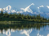 The Rugged Snow-Covered Peaks of the Alaska Range and Shore of Wonder Lake-Howard Newcomb-Photographic Print