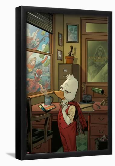 Howard the Duck No. 1 Cover, Featuring: Howard the Duck, Spider-Man, Captain Marvel, Thor (Female)-Joe Quinones-Framed Poster