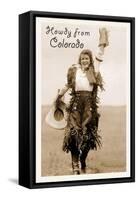 Howdy from Colorado, Cowgirl-null-Framed Stretched Canvas
