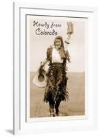 Howdy from Colorado, Cowgirl-null-Framed Art Print