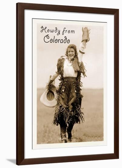 Howdy from Colorado, Cowgirl-null-Framed Art Print