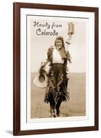 Howdy from Colorado, Cowgirl-null-Framed Art Print