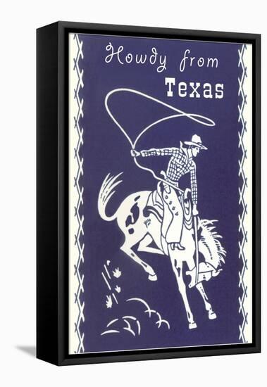 Howdy from Texas, Bucking Bronco-null-Framed Stretched Canvas