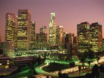 Los Angeles Skyline and Freeways, Illuminated at Night, California, USA-Howell Michael-Photographic Print