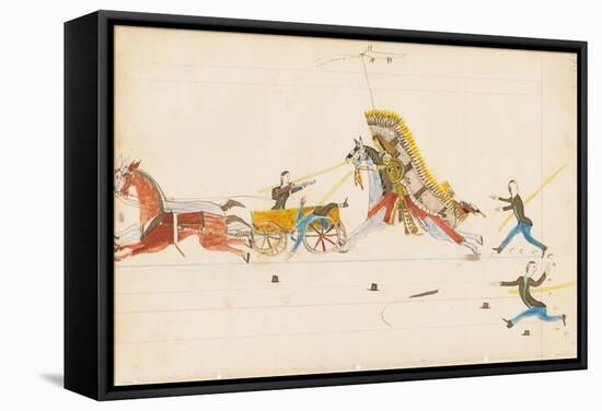 Howling Wolf Fighting Soldiers, 1874-75-null-Framed Stretched Canvas