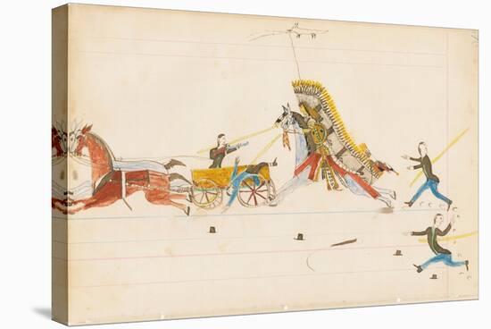 Howling Wolf Fighting Soldiers, 1874-75-null-Stretched Canvas