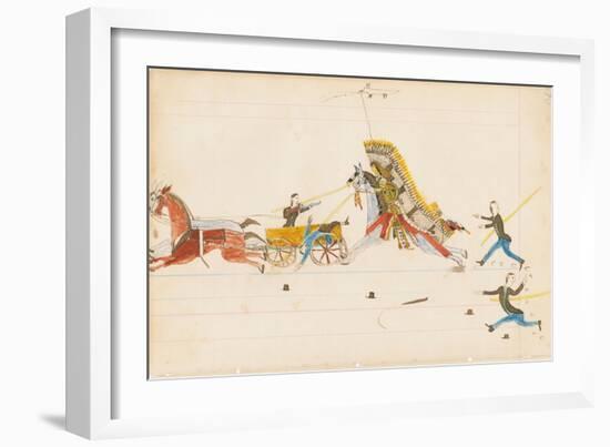 Howling Wolf Fighting Soldiers, 1874-75-null-Framed Giclee Print