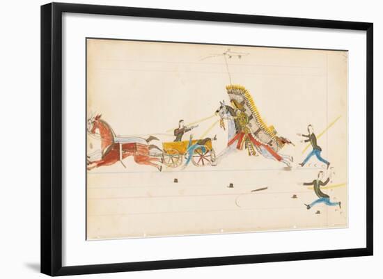 Howling Wolf Fighting Soldiers, 1874-75-null-Framed Giclee Print