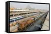 Howrah Railway Station, with Howrah Bridge Beyond, Kolkata (Calcutta), West Bengal, India, Asia-Tony Waltham-Framed Stretched Canvas