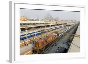 Howrah Railway Station, with Howrah Bridge Beyond, Kolkata (Calcutta), West Bengal, India, Asia-Tony Waltham-Framed Photographic Print