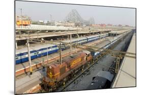 Howrah Railway Station, with Howrah Bridge Beyond, Kolkata (Calcutta), West Bengal, India, Asia-Tony Waltham-Mounted Photographic Print