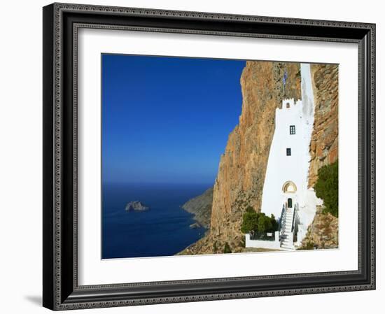 Hozoviotissa Monastery and Aegean Sea, Amorgos, Cyclades, Greek Islands, Greece, Europe-Tuul-Framed Photographic Print