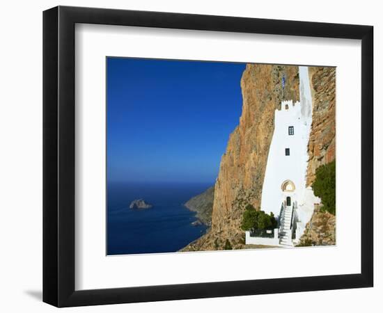 Hozoviotissa Monastery and Aegean Sea, Amorgos, Cyclades, Greek Islands, Greece, Europe-Tuul-Framed Photographic Print