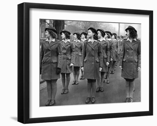HRH Princess Elizabeth Visits Members of the Womens Land Army at Bedford-null-Framed Photographic Print