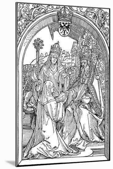 Hrotsvitha Presenting Her Book to the Emperor Otto I, 1501-Albrecht Dürer-Mounted Giclee Print